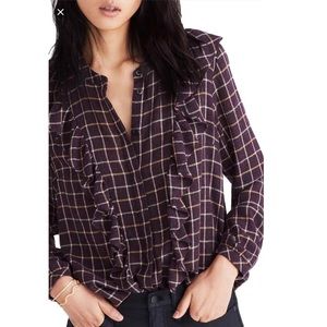 Madewell Plaid Ruffle Button Down